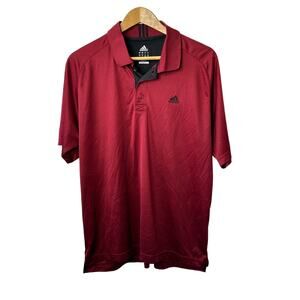 Adidas ClimaLite Dark Red & Black Short Sleeve Polo Shirt Men's Size Large